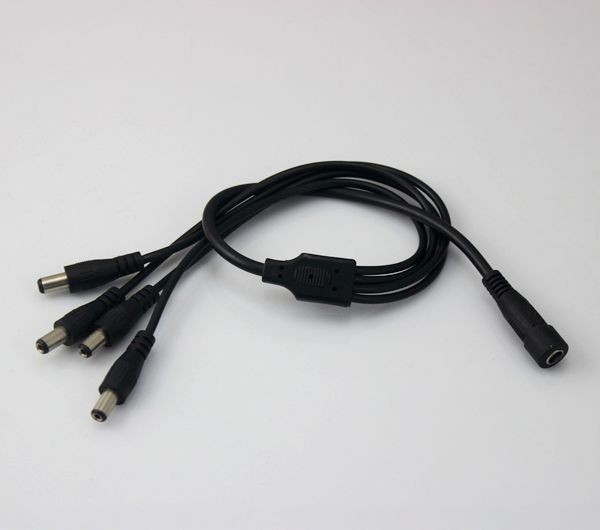 20pcs lot High Quality DC 4 way Power Splitter Cable 1 male to 2 Dual Female cord for CCTV Camera 5.5mm 2.1mm