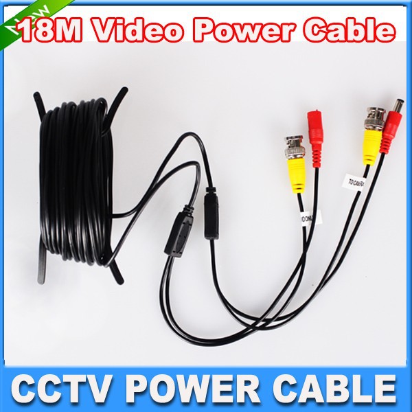 BNC cable 60feet Power video Plug and Play Cable for CCTV camera system