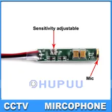 Audio pick up CCTV Microphone mini Mic Adjustable sensitivity low noise for CCTV Camera system
